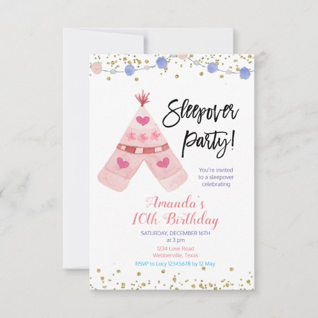 Convite de festas de dorso do Teepee (Frente)