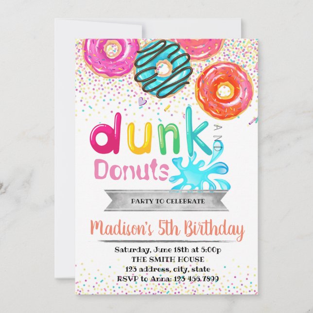 convite de festas de Dunk e rosquinha (Frente)
