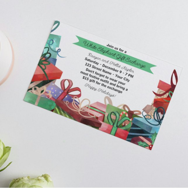 Convite de festas de Elefante Branco de Natal (Criador carregado)