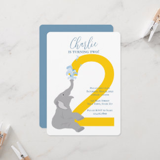 Convite de festas de Elefante de Cinza Moderna do