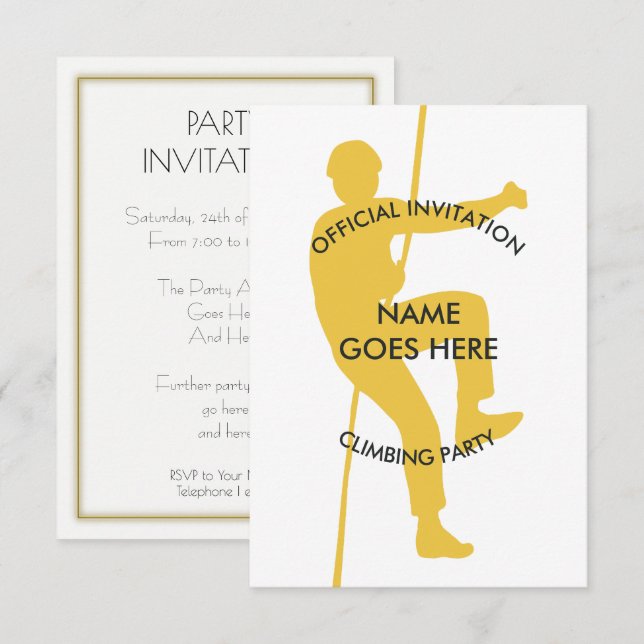 Convite de festas de Escala de Rochas Personalizáv (Frente/Verso)