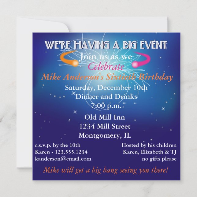 Convite de festas de Eventos Físicos (Frente)