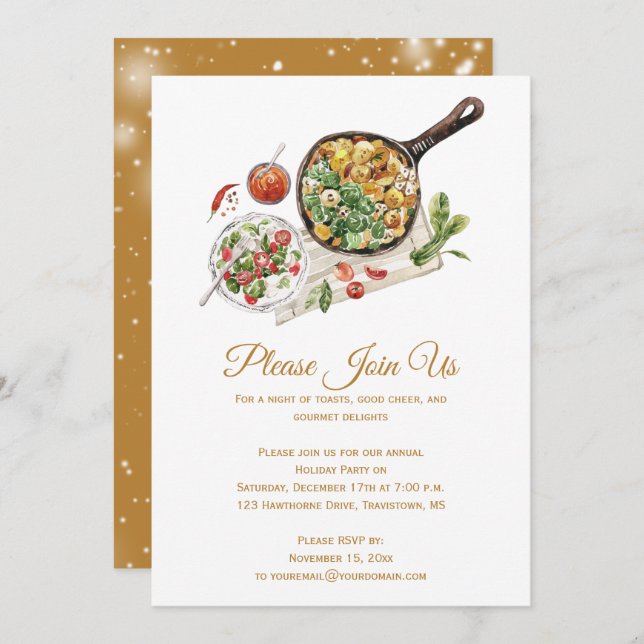 Convite de festas de exibição de Comida de Natal (Frente/Verso)
