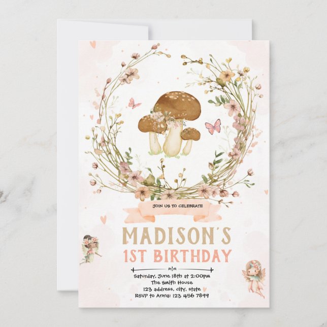 Convite de festas de fada de flor selvagem (Frente)