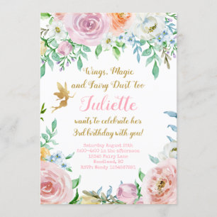 Convite de festas De Fada Floral, Convite Para Lei