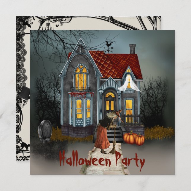 Convite de festas de fantasia de Halloween (Frente/Verso)