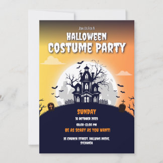 Convite de festas de fantasia de Halloween em Casa