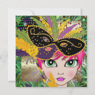 Convite de festas de fantasia de Mardi Gras por SR