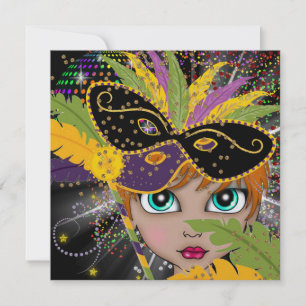 Convite de festas de fantasia de Mardi Gras por SR