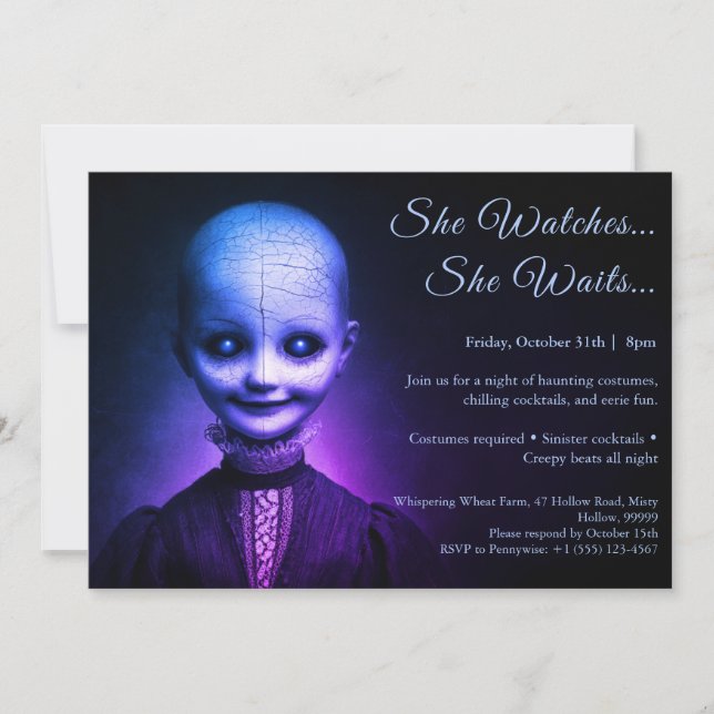 Convite de festas de fantasia de Porcelain Doll Ha (Frente)