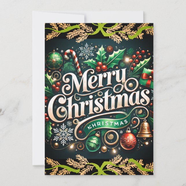 Convite de festas de Feliz Natal Elegante (Frente)
