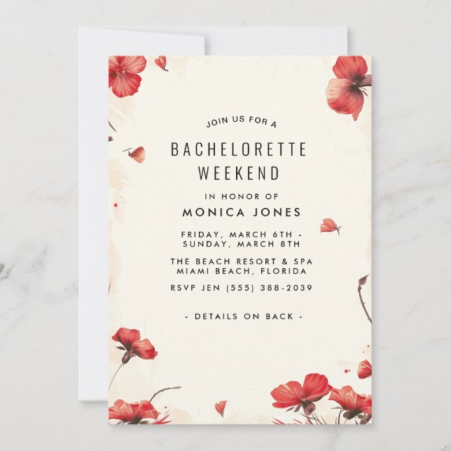 Convite de festas de Fim de Semana Floral Bachelor (Frente)