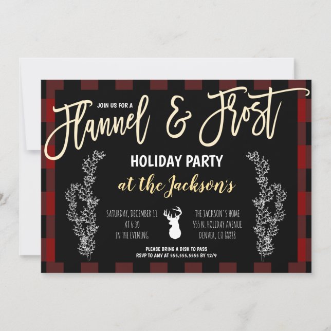 Convite de festas de Flanel e Frost (Frente)