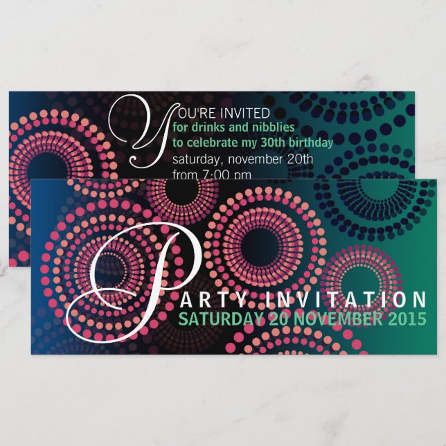 Convite de festas de fogos de artifício das noites (Frente/Verso)