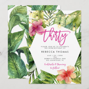 Convite de festas de folhas tropicais