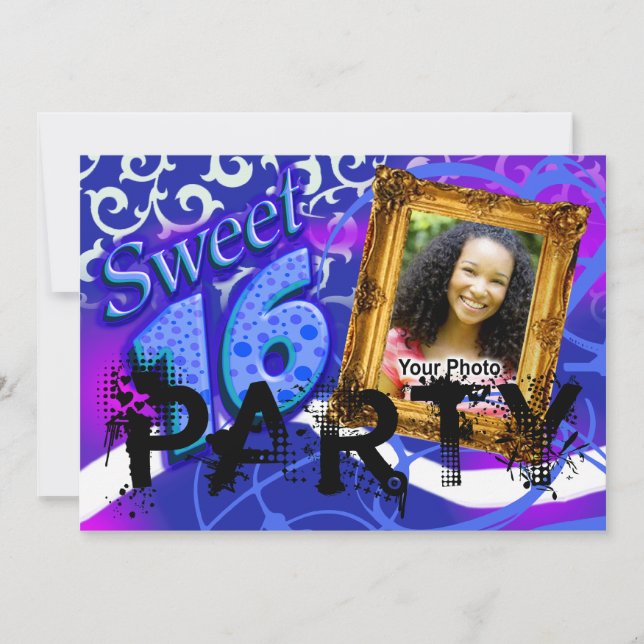 Convite de festas de Fotografias Funky Sassy Sweet (Frente)
