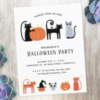 Convite de festas de Gato Halloween