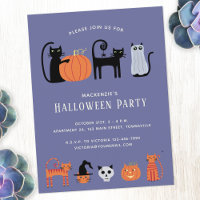 Convite de festas de Gato Halloween
