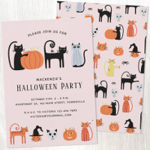 Convite de festas de Gato Halloween