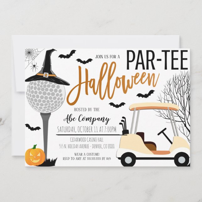 Convite de festas de Golf de Halloween (Frente)