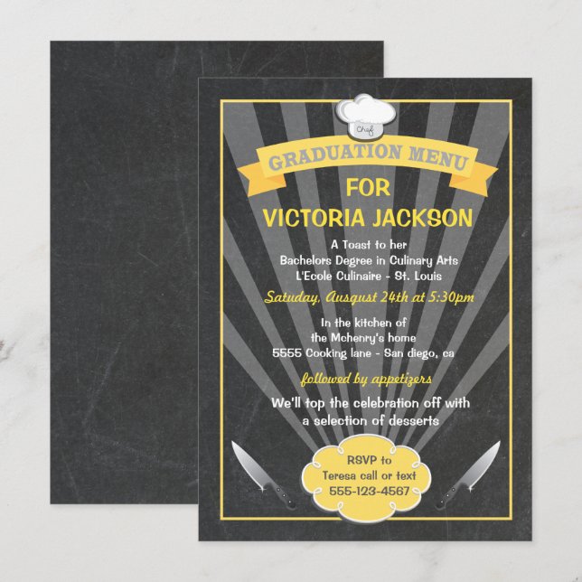 Convite de festas de Graduação de Graduação de Gra (Frente/Verso)