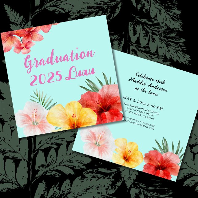 Convite de festas de Graduação Luau (Criador carregado)