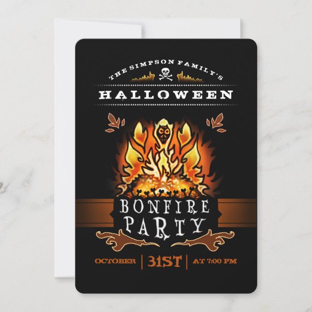 Convite de festas de Halloween Bonfire (Frente)