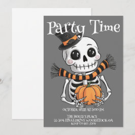 Convite de festas de Ilustração de Esqueleto Bonit