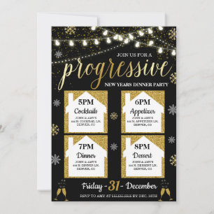 Convite de festas de Janto de Ano Novo Progressivo