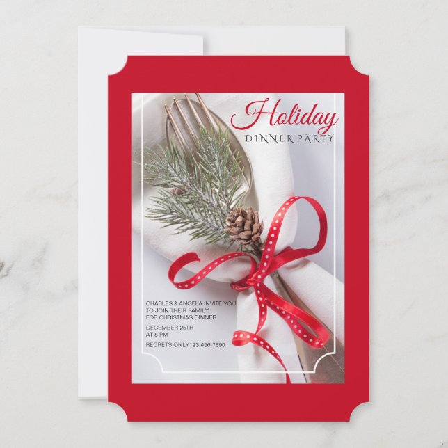 Convite de festas de Janto de configuração de Nata (Frente)