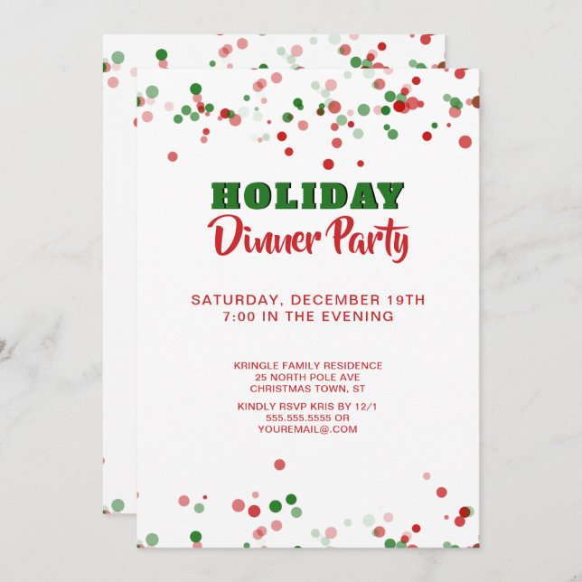 Convite de festas de Janto de Feriados - Branco Ve (Frente/Verso)