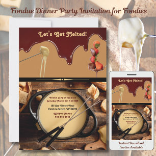 Convite de festas de Janto de Fondue para Foodies