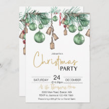Convite de festas de Janto de Natal Baubles
