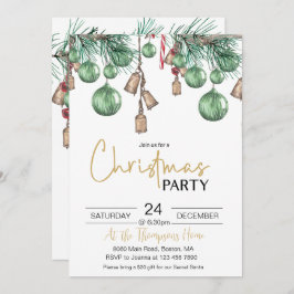 Convite de festas de Janto de Natal Baubles