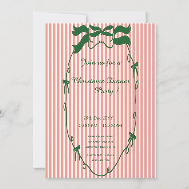 Convite de festas de Janto de Natal Verde Whimsica (Frente)