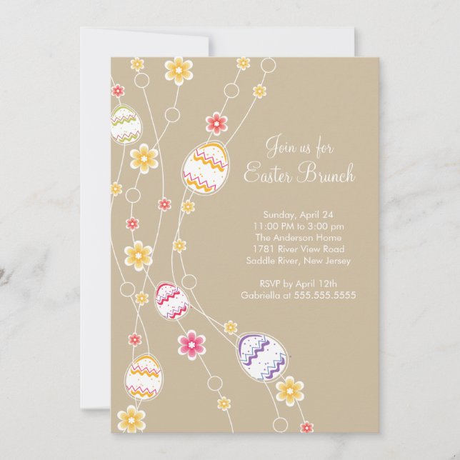 Convite de festas de Janto de Páscoa de Ovos de Pá (Frente)