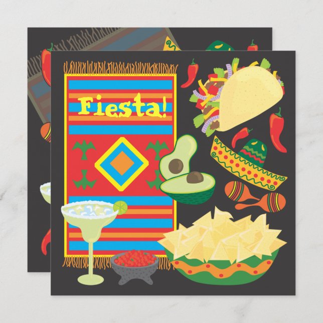 Convite de festas de Janto Fiesta Mexicano (Frente/Verso)