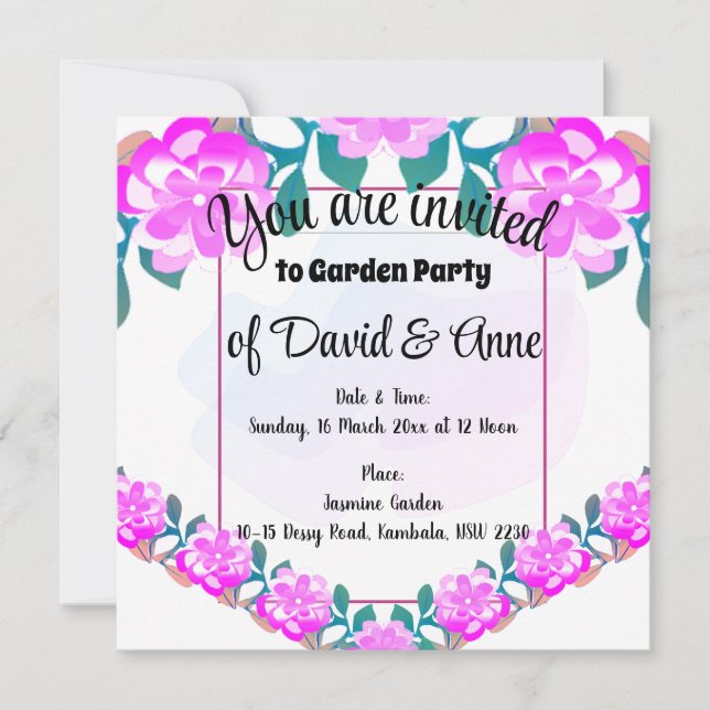 Convite de festas de jardim (Frente)