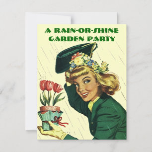 Convite de festas de Jardim Retroativo ~ Fácil de