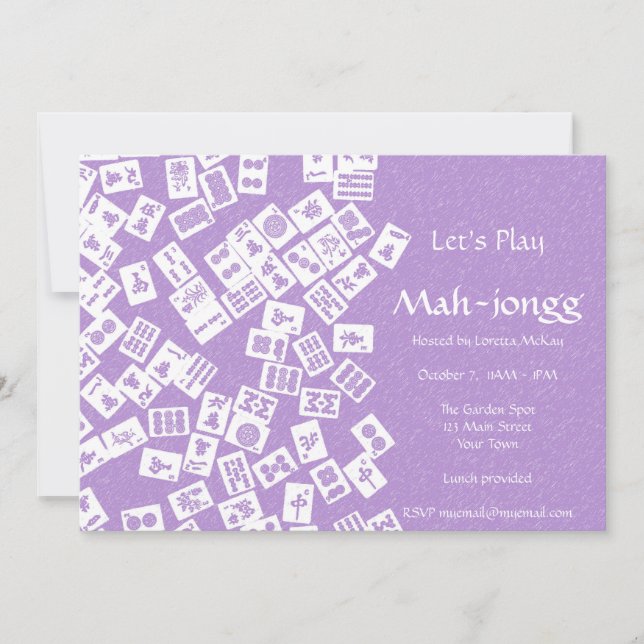 Convite de festas de Jogos Mah-jongg (Frente)