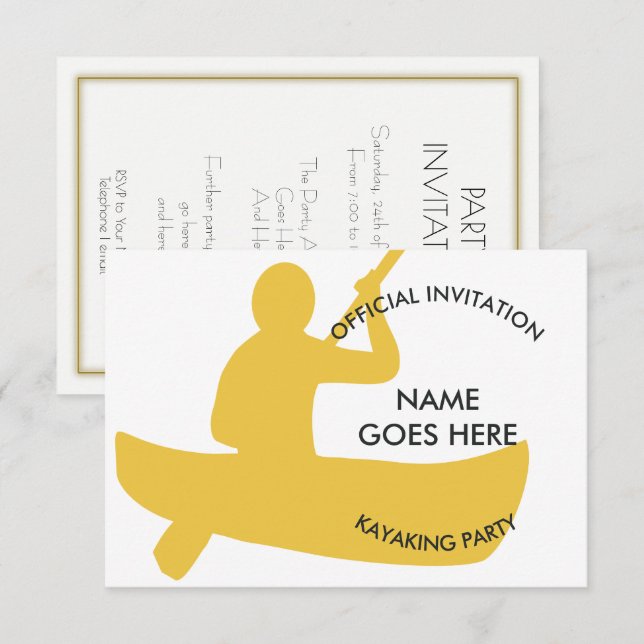 Convite de festas de Kayaking personalizável (Frente/Verso)