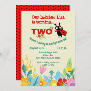 Convite de festas de ladybug segundo aniversário d