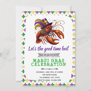 Convite de festas de lagosta Mardi gras