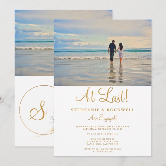 Convite de festas de lançamento do Noivado de foto (Frente/Verso)