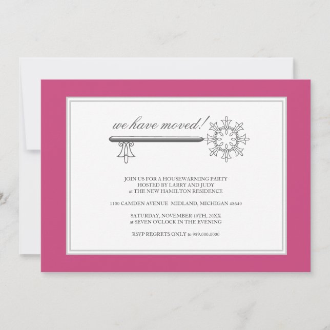 Convite de festas de lar {Fuschia Pink} (Frente)