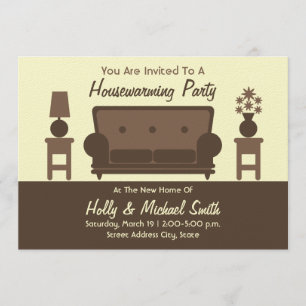 Convite de festas de lar - Sala de estar castanho