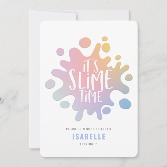 Convite de festas de lodo arco-íris (Frente)