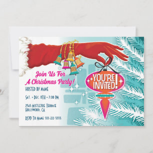 Convite de festas de Luvas de Natal Vermelho