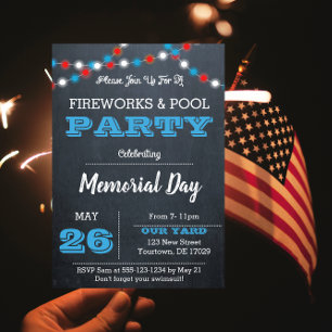 Convite de festas de Luzes Patrióticas de Quadro C