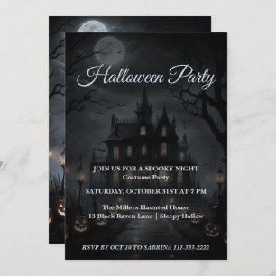 Convite de festas de Mansão Assombrada de Spooky H
